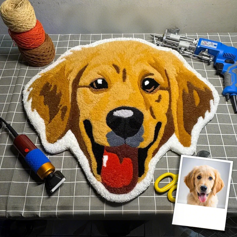 Personalized Tufted Pet Portrait Rug Custom Pet Portrait Rug Turn Your Pet into Portrait Mat Gifts for Pet Lovers