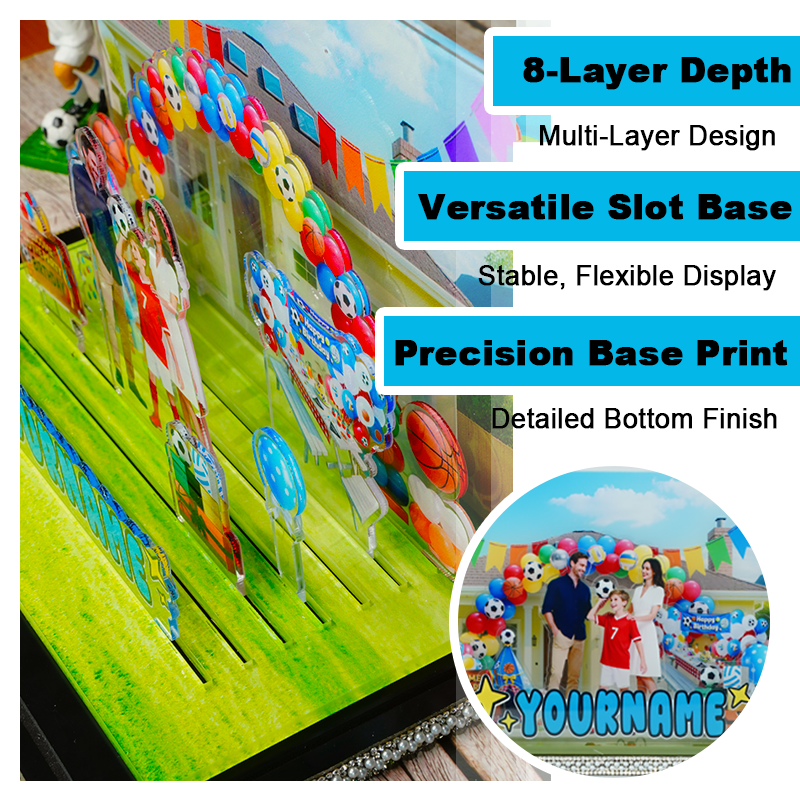 Custom Sports Ball Birthday Party Acrylic Micro Landscape Personalized 3D Acrylic Sports Scene Ornament
