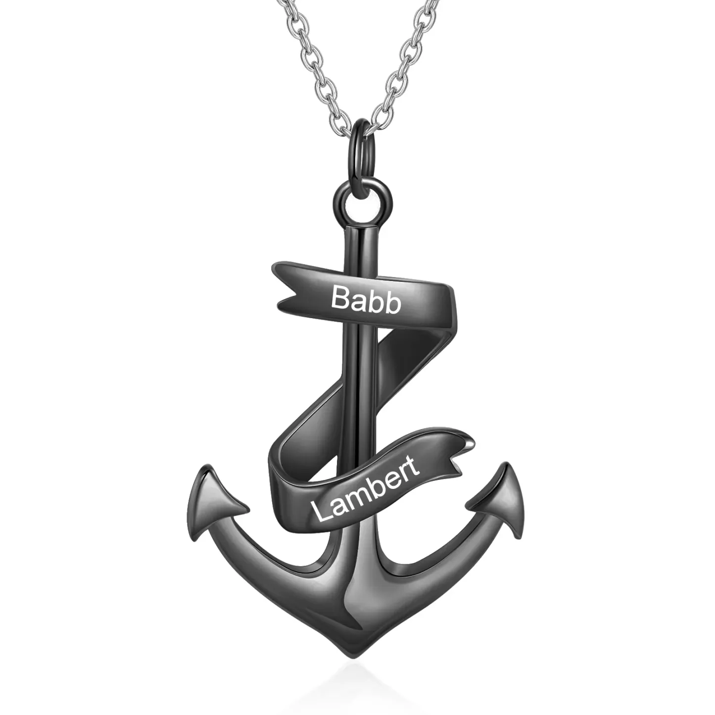 Personalized Anchor Necklace with 2 Names Custom Nautical Anchor Pendant Engraved Pirate Anchor Necklace Gifts for Friends