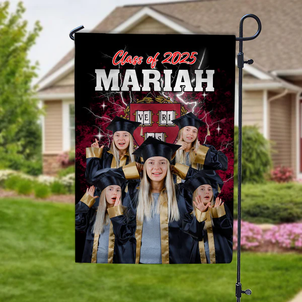 Custom Photo And Name Proud Graduation 2025 Garden Flag