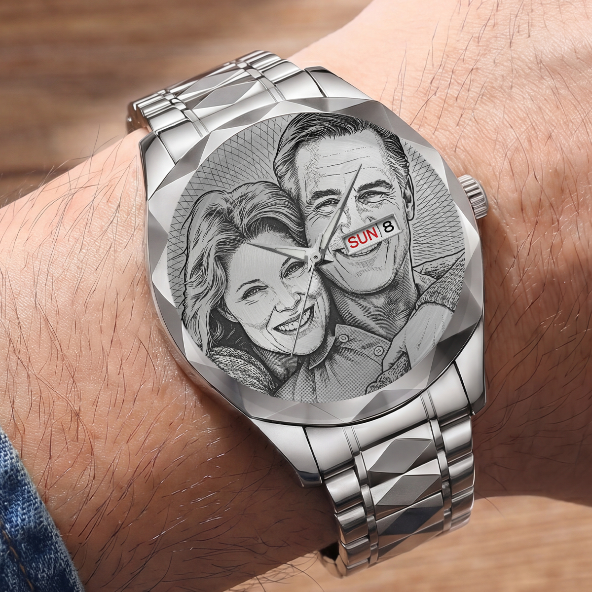Personalized Photo Dial Watch Custom Picture Men's Wristwatch Father's Day Gift for Best Dad Ever