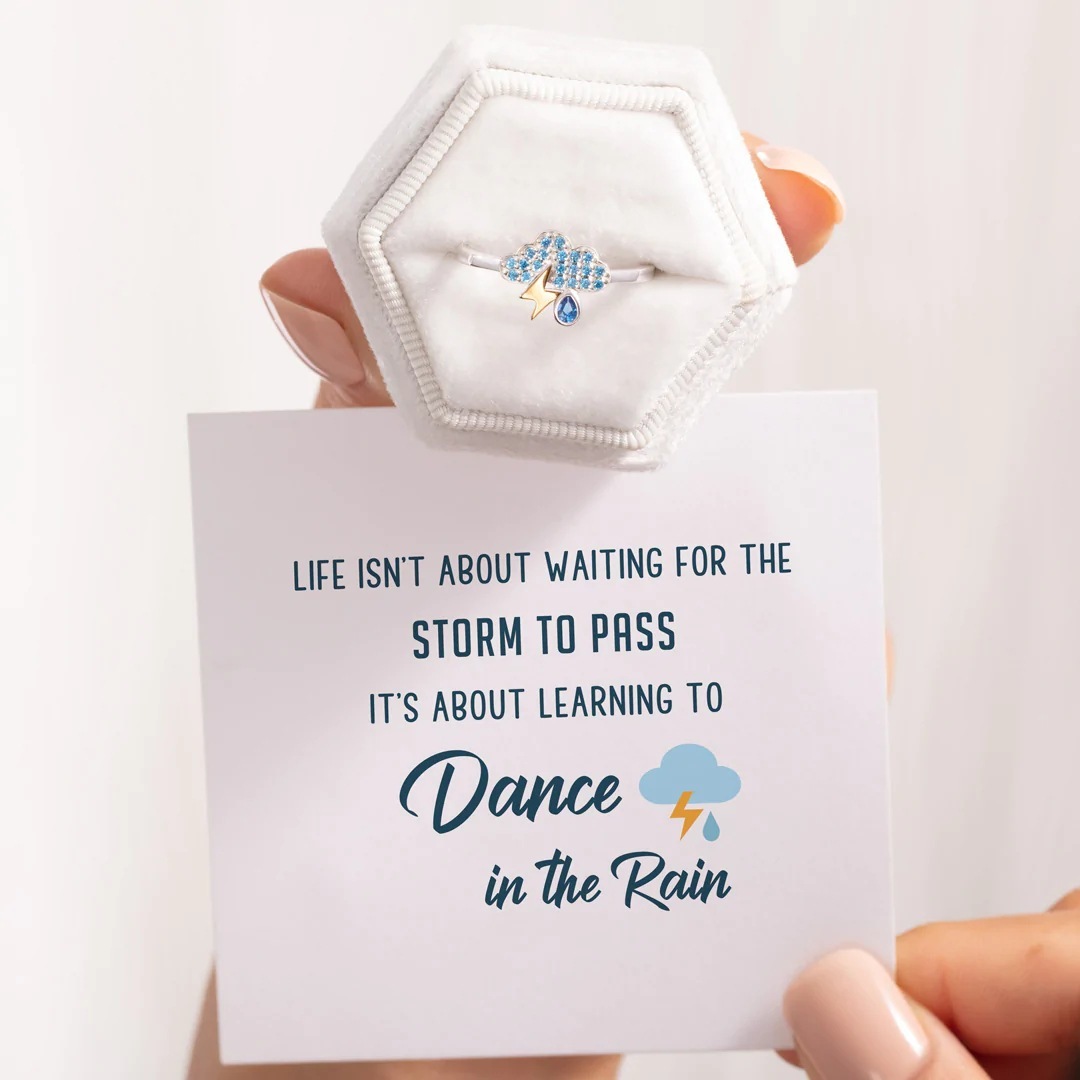 Unique Dance In The Rain Jewelry Stormy Cloud Adjustable Ring Inspiring Gifts for Her