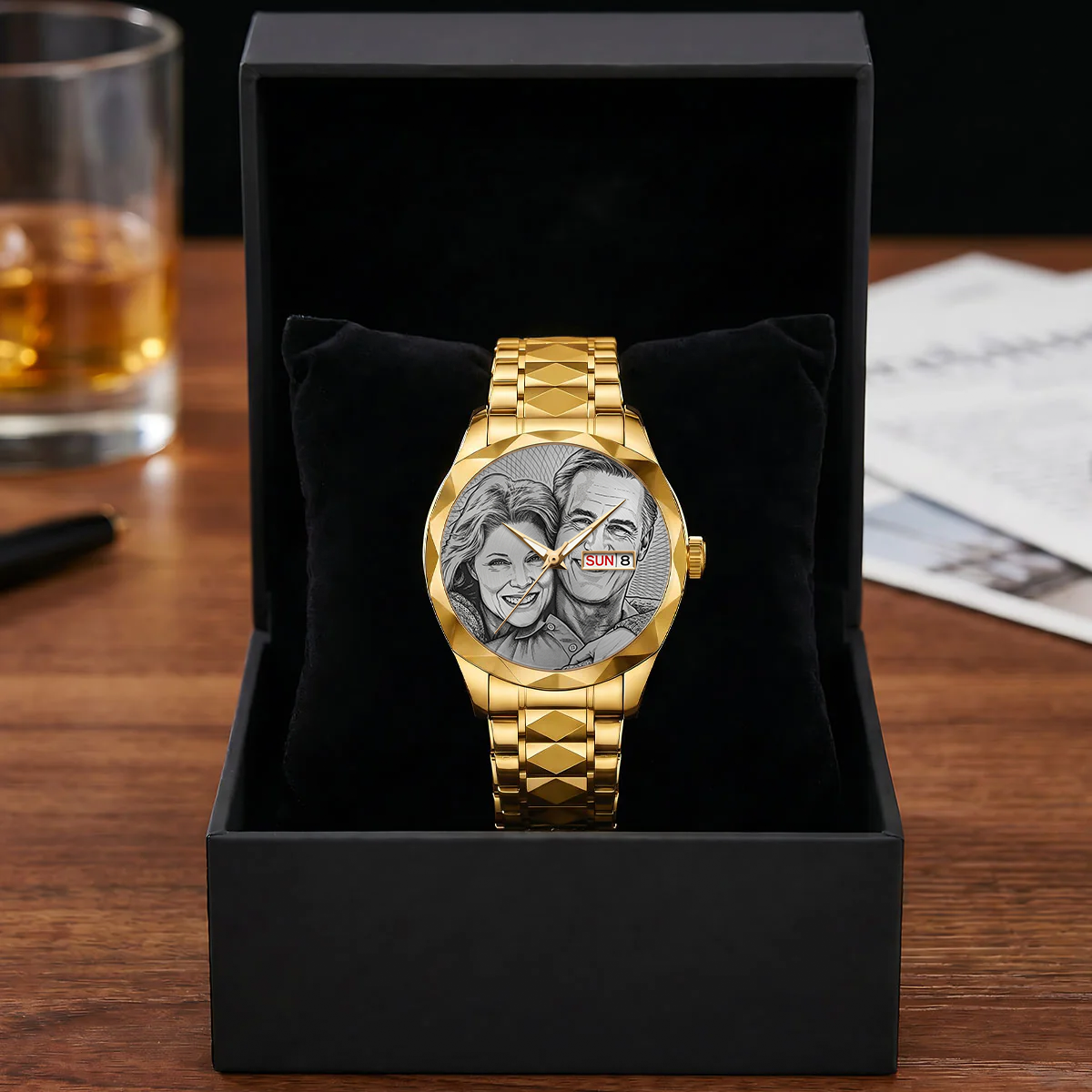 Personalized Photo Dial Watch Custom Picture Men's Wristwatch Father's Day Gift for Best Dad Ever