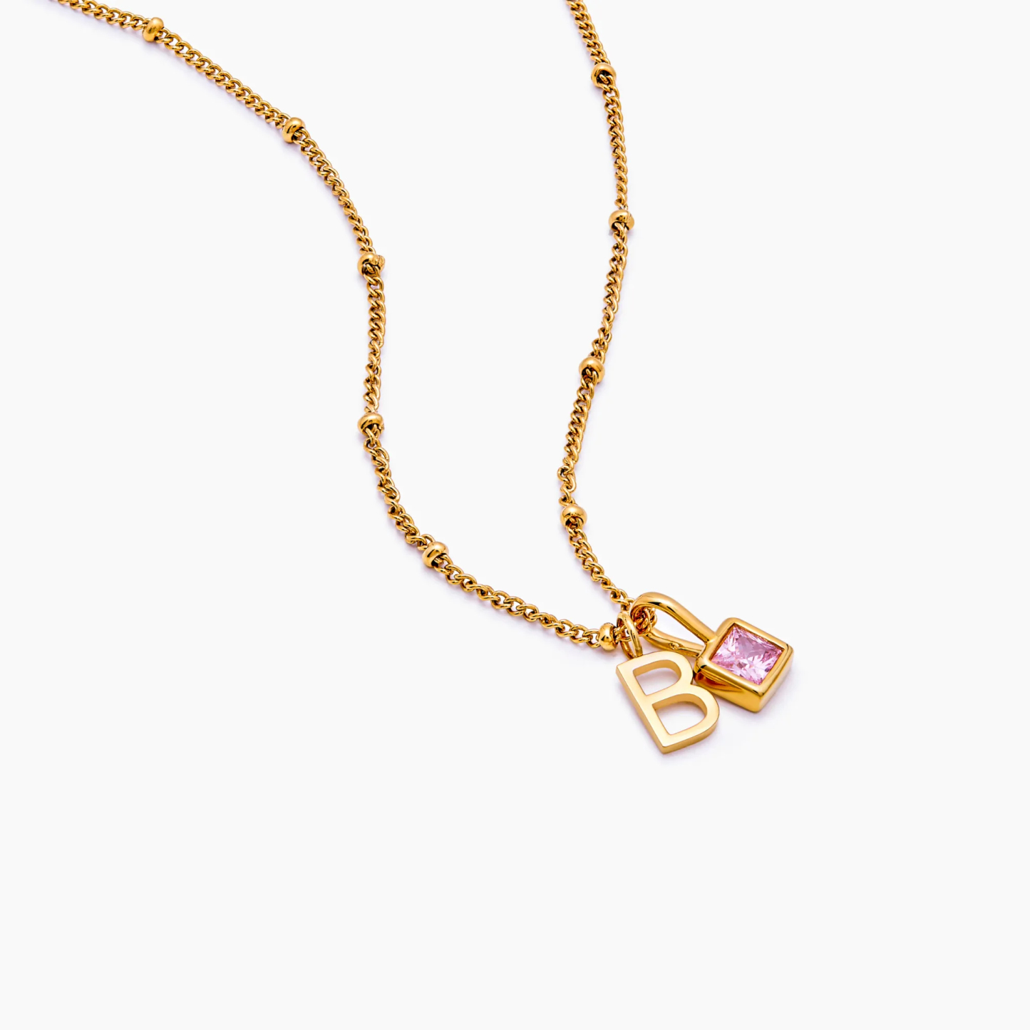 Personalized Birthstone Initial Necklace Custom Letter Pendant with Birthstone Detail Minimalist Initial and Gemstone Charm Necklac