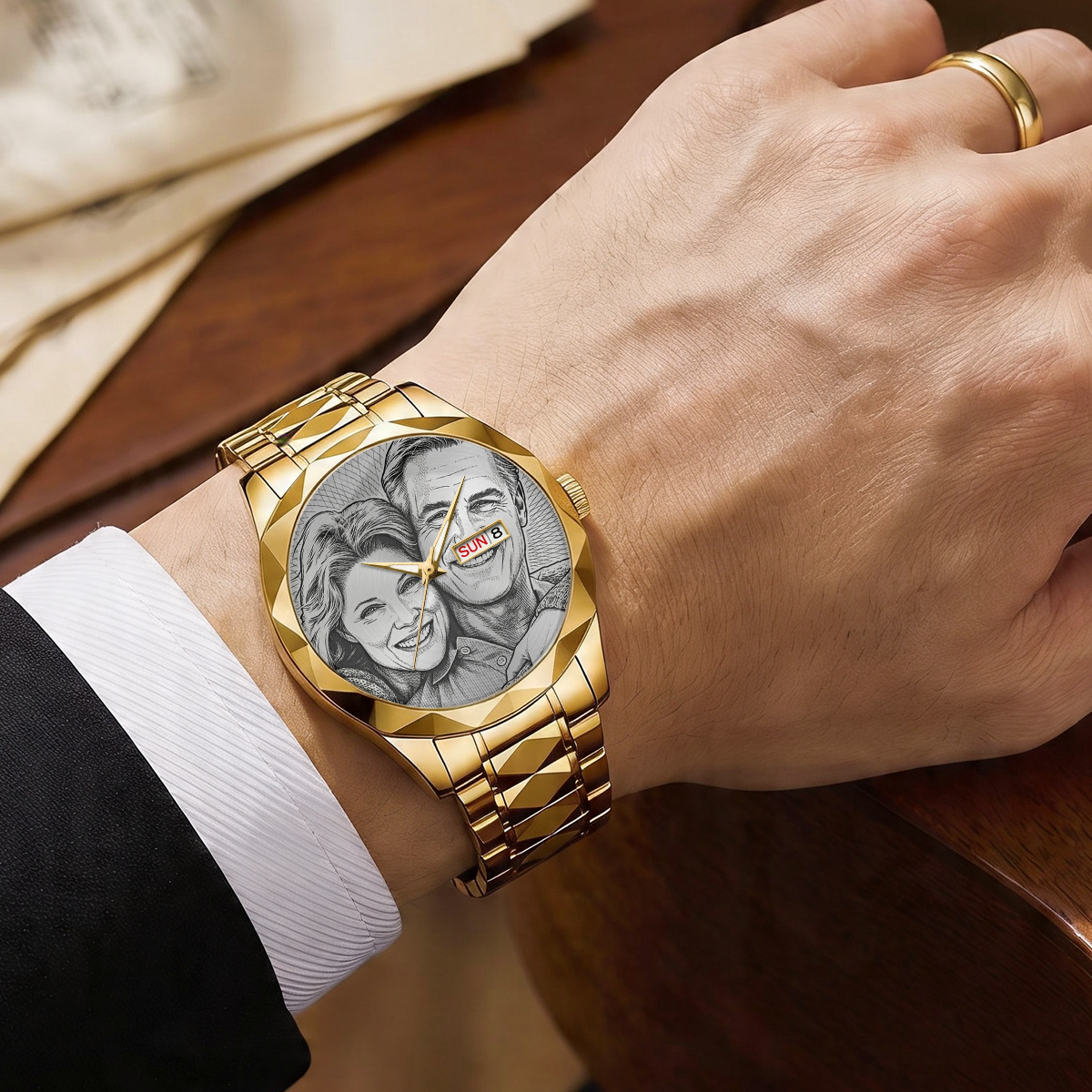 Personalized Photo Dial Watch Custom Picture Men's Wristwatch Father's Day Gift for Best Dad Ever