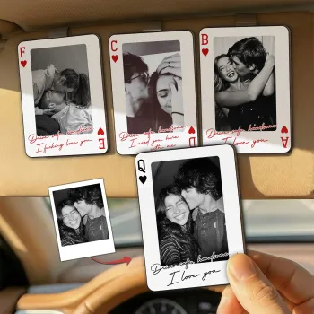 King & Queen Custom Couples Photo Drive Safe I Love You We're A Perfect Pair - Personalized Wooden Photo Car Visor Clip - namenecklace