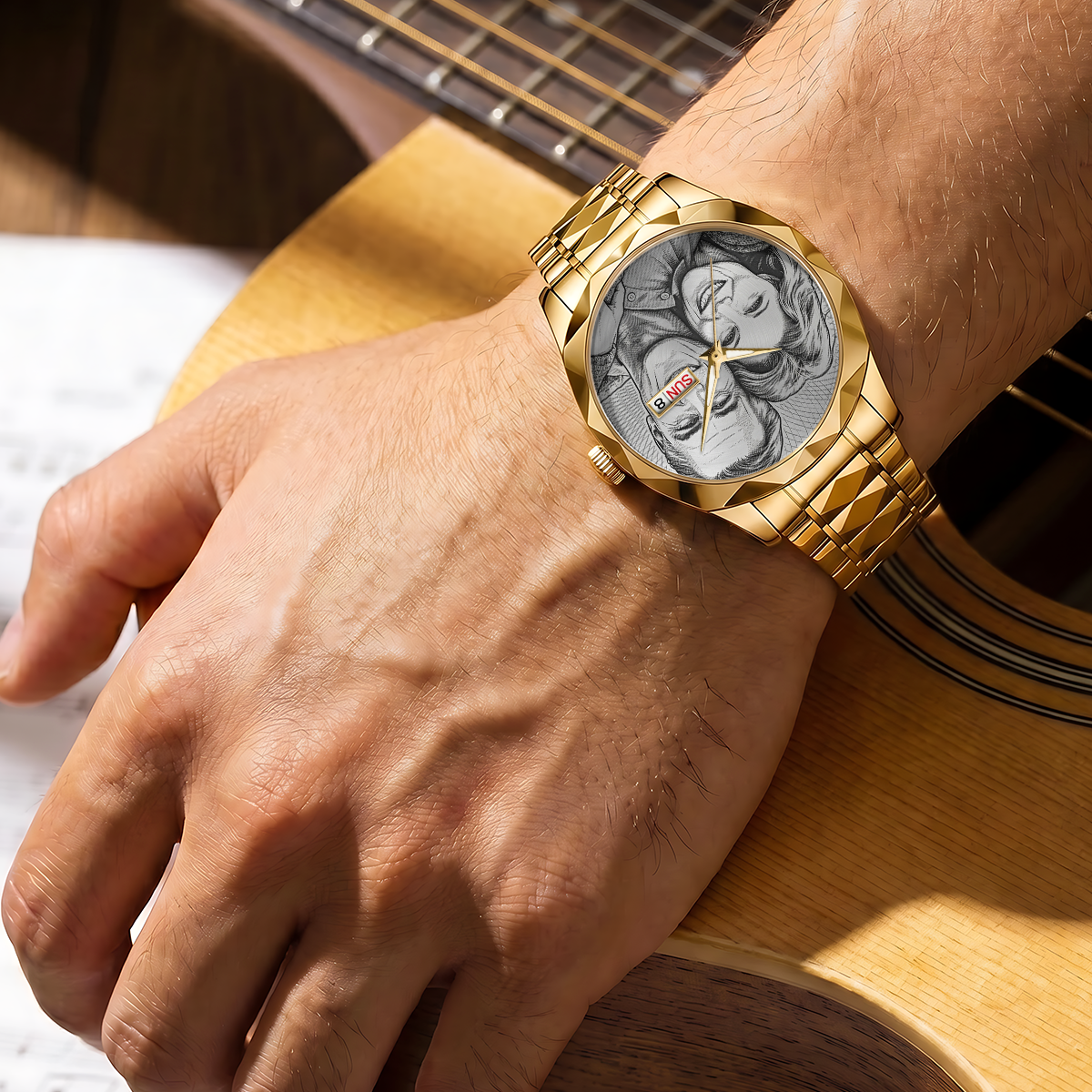 Personalized Photo Dial Watch Custom Picture Men's Wristwatch Father's Day Gift for Best Dad Ever