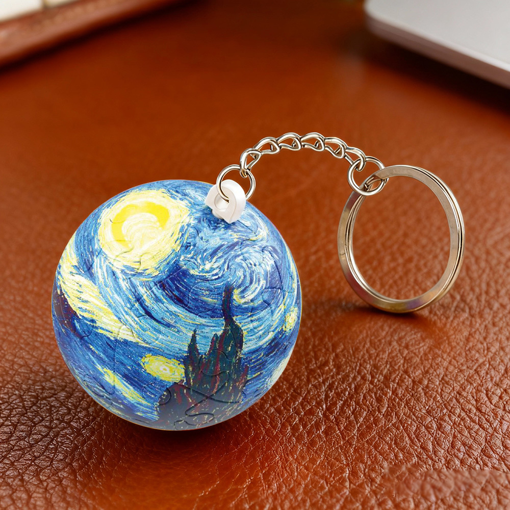 3D Puzzle Ball Keychain Sports Ball Puzzle Keyring Mini Soccer Basketball Globe Keychain Funny 3D Spherical Puzzle Keychain