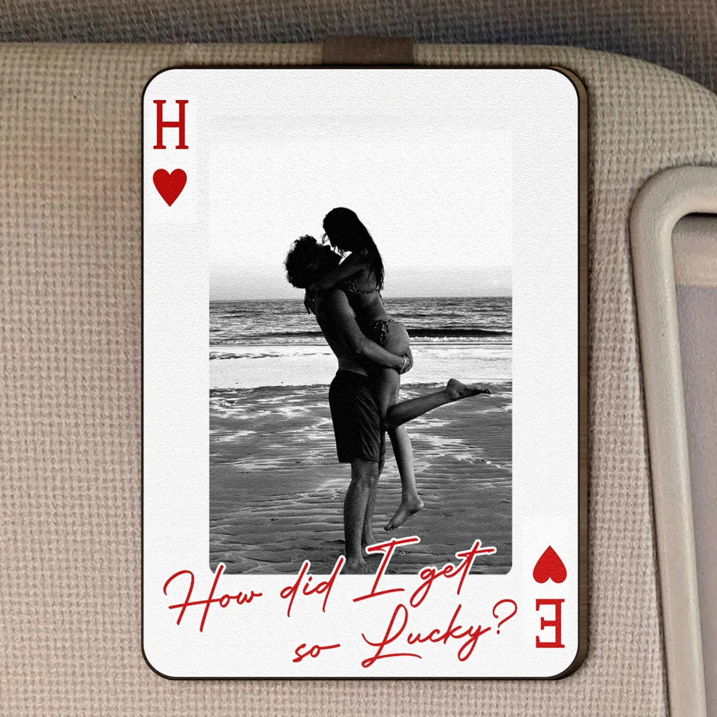 King & Queen Custom Couples Photo Drive Safe I Love You We're A Perfect Pair - Personalized Wooden Photo Car Visor Clip - namenecklace