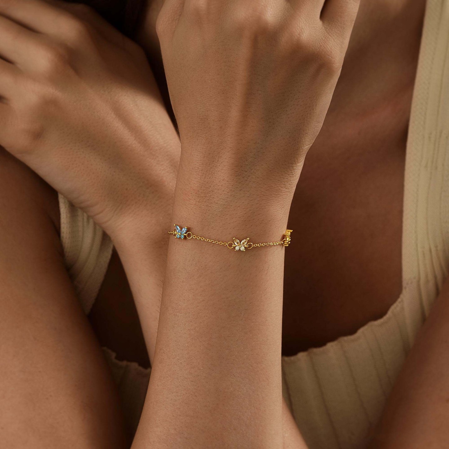 Personalized Butterfly Birthstone Bracelet Custom 1 to 5 Birthstones Jewelry Custom Family Members Names Bracelet Custom Gift for Mom Mother's Day Gift for Wife