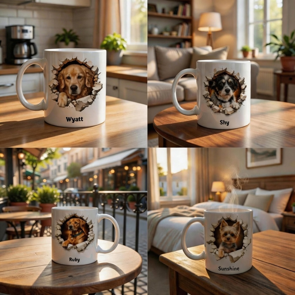 Custom Pet Photo Mug Personalized Pet Portrait Mug With Name Ceramic Coffee Cup Gifts for Pet Parents