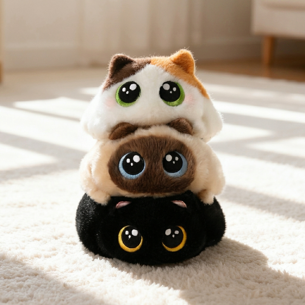Stackable Plush Cat Squeeze Toy Cute Feline Stuffed Stress Toy Christmas Gift for Kids