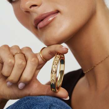 Personalized Slider Name Bangle Custom Sparkling CZ Letter Cuff Bracelet Gift For Her