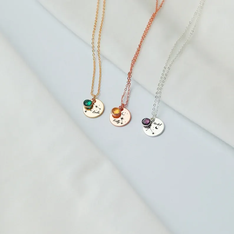 Personalized Zodiac Necklace with Birthstone, Dainty Constellation Jewelry, Custom Astrology Gift for Her, Minimalist Gold Finish Necklace