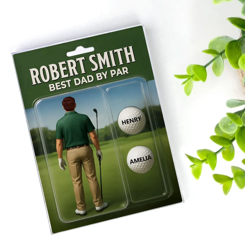 Personalized Acrylic Block Plaque – Best Dad by Par' with Custom Kids' Names, Ideal Father's Day Gift for Golf-Loving Dad
