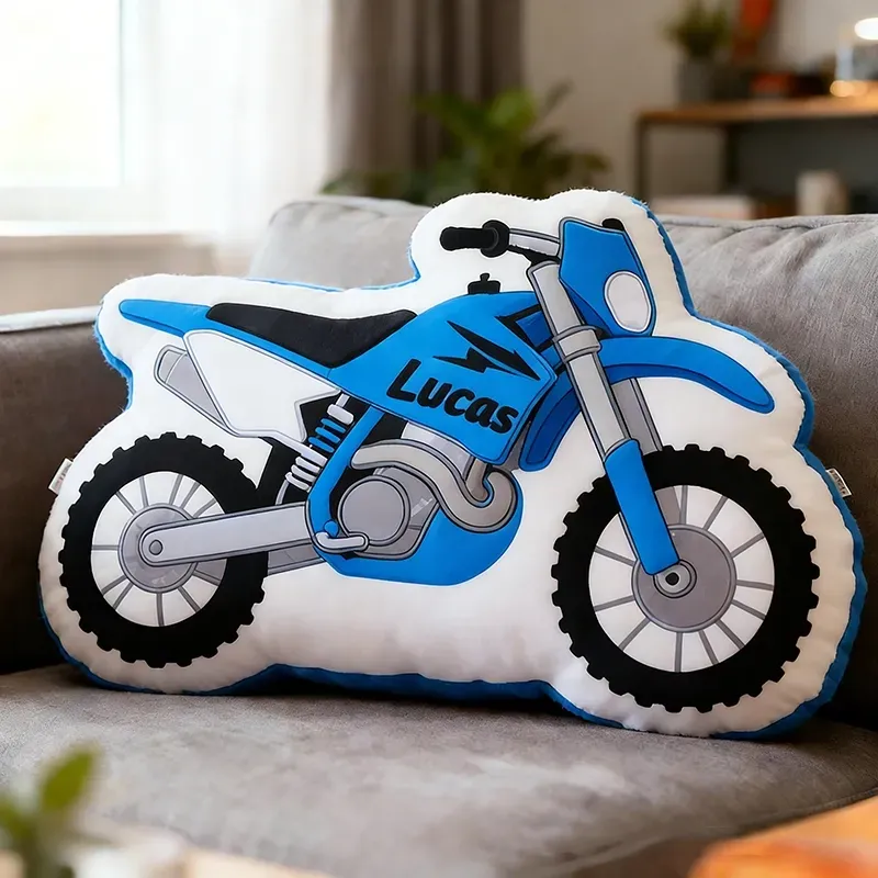 Personalized Motorcycle Pillow Custom Name Motorbike 3D Graphic Print Pillow 3D Graphic Motorcycle Cushion Gifts for Kids