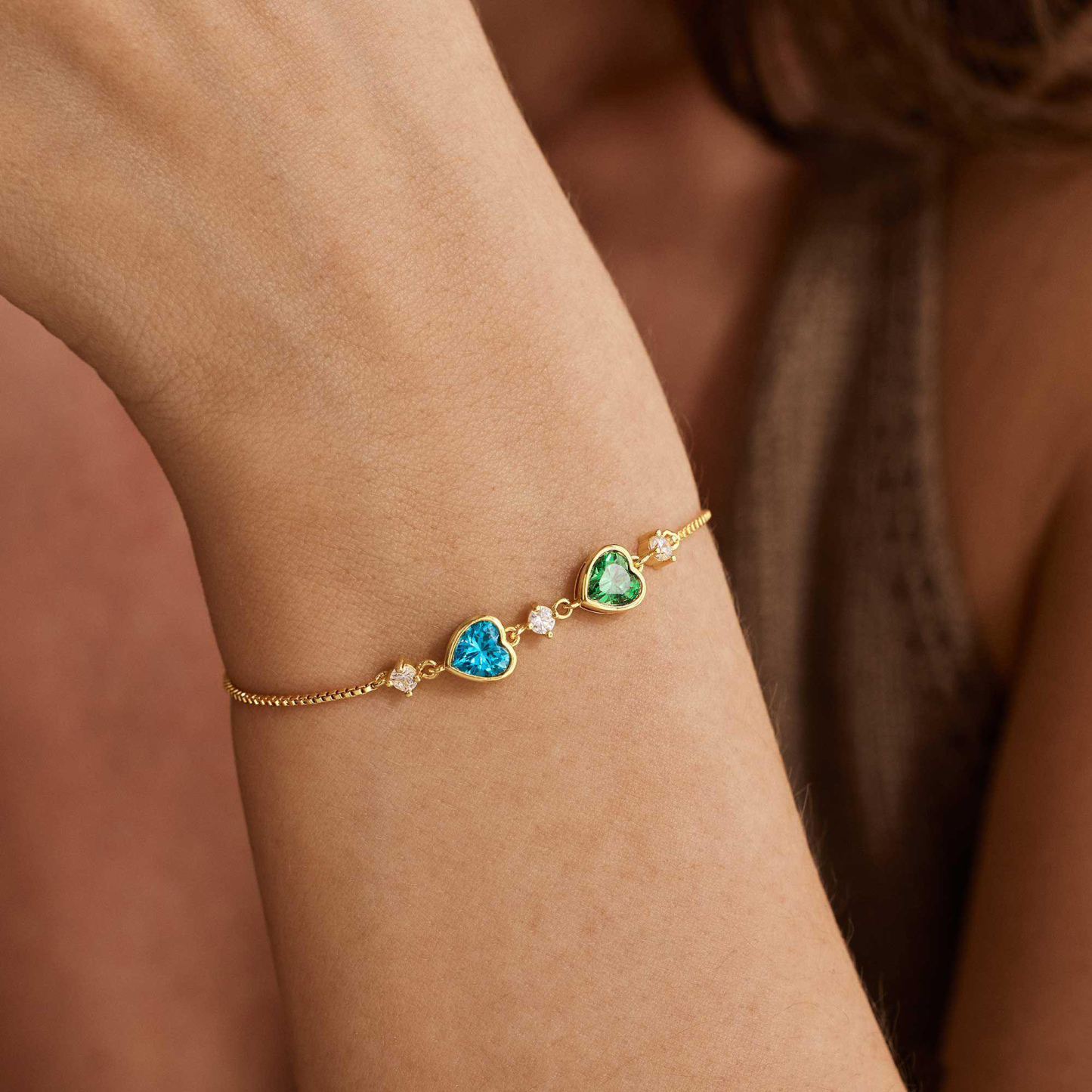 Personalized Multiple Heart Birthstone Necklace Family Birthstone Necklace Dainty Heart Birthstone Jewelry Gift For Her