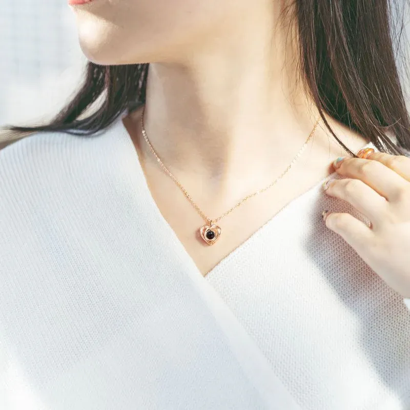 Custom Photo Projection Heart Necklace Personalized Photo Keepsake Necklace Cherished Memories Photo Necklace Gift for Her