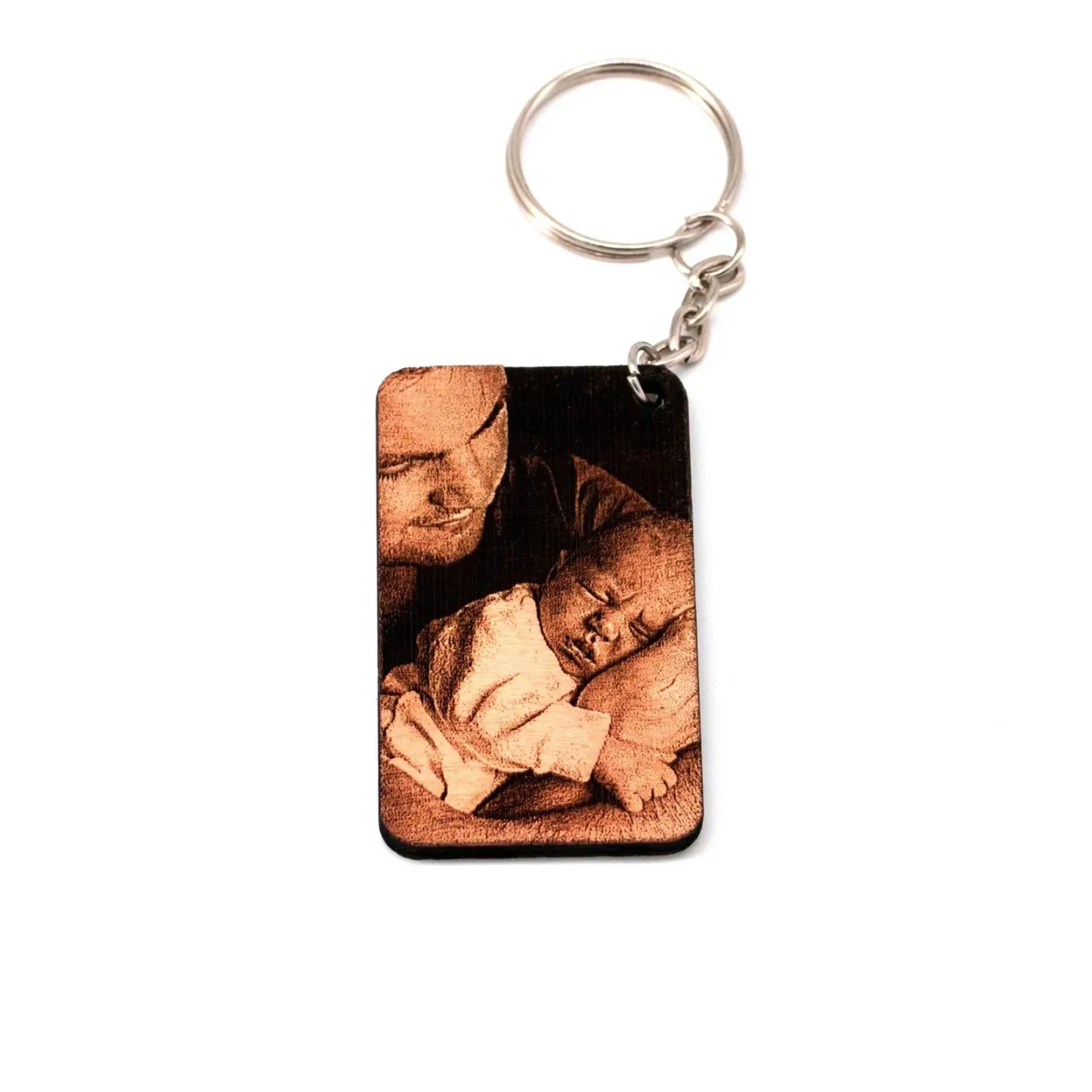 Personalized Photo Wooden Keychain Custom Calendar Text Keyring Father's Day Gift for Best Dad Ever