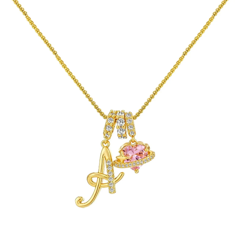 Personalized Diamond Letter Necklace & Custom A–Z Letter Pendant Jewelry Gift for Women