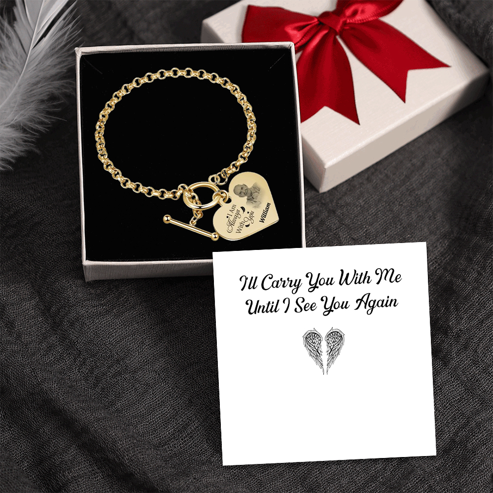 Custom Photo Memorial Bracelet Personalized "I'll Always Be with You" Engraved Bracelet Keepsake Bracelet Memory Bracelet