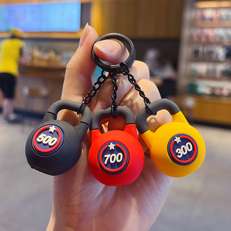 3D Mini Kettlebell Keychain PVC Gym Keychain Durable PVC Kettlebell Keyring Workout Motivation Gift for Trainers