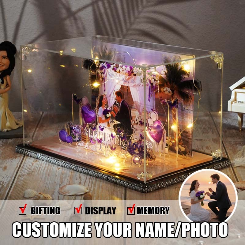 Custom Beach Proposal Acrylic Stand DIY Beach Proposal Micro Landscape Personalized Beach Wedding Display