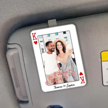 King/Queen Of My Heart Couple Custom Photo - Personalized Acrylic Car Visor - Valentine's Day Gift, Anniversary Gift For Him, For Her - namenecklace