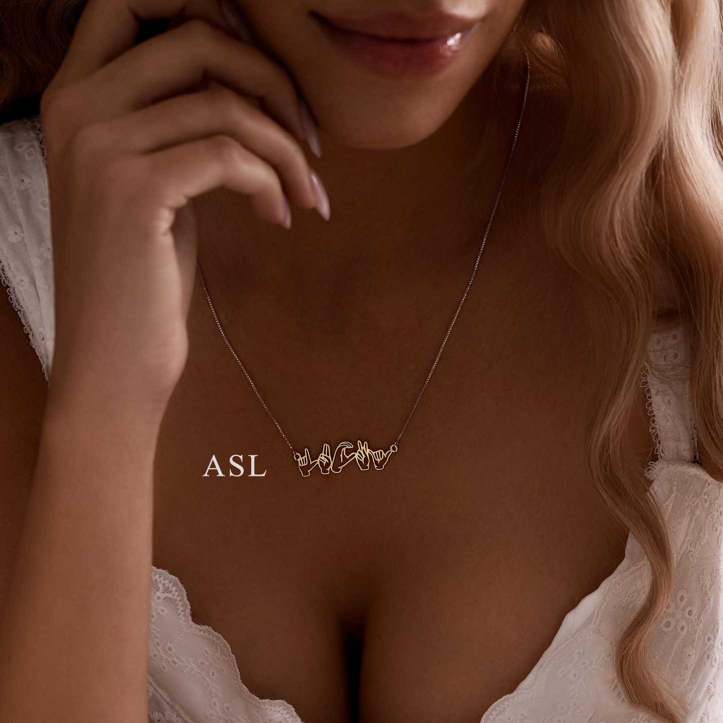 Custom Sign Language Name Necklace Personalized Gesture Name Necklac ASL BSL Jewelry Romantic Valentine's Day Gift