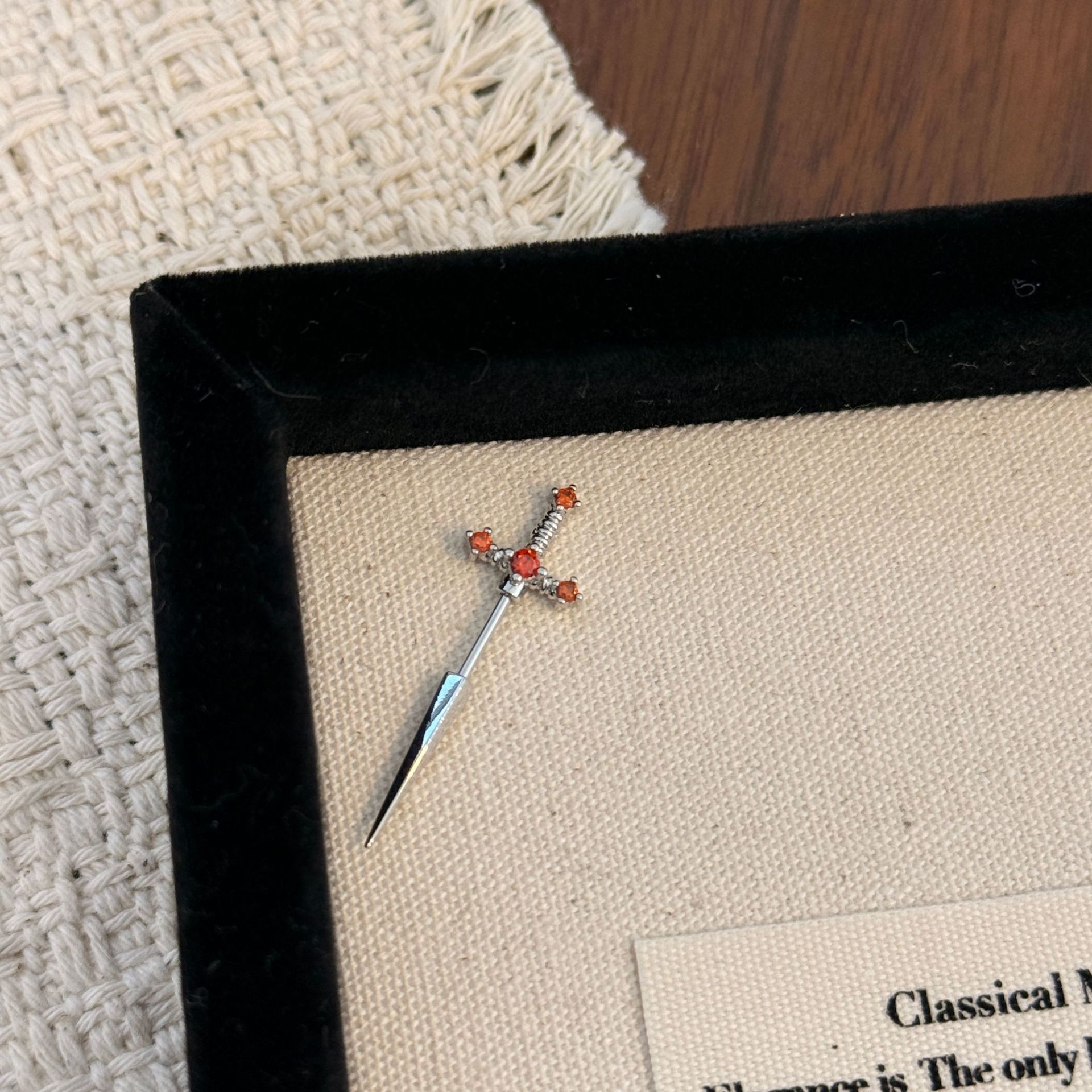 Whimsical Crystal Sword Stud Earring Sparkling Cubic Zirconia Sword Cartilage Piercing Cool Punk Dagger Helix Stud Earring