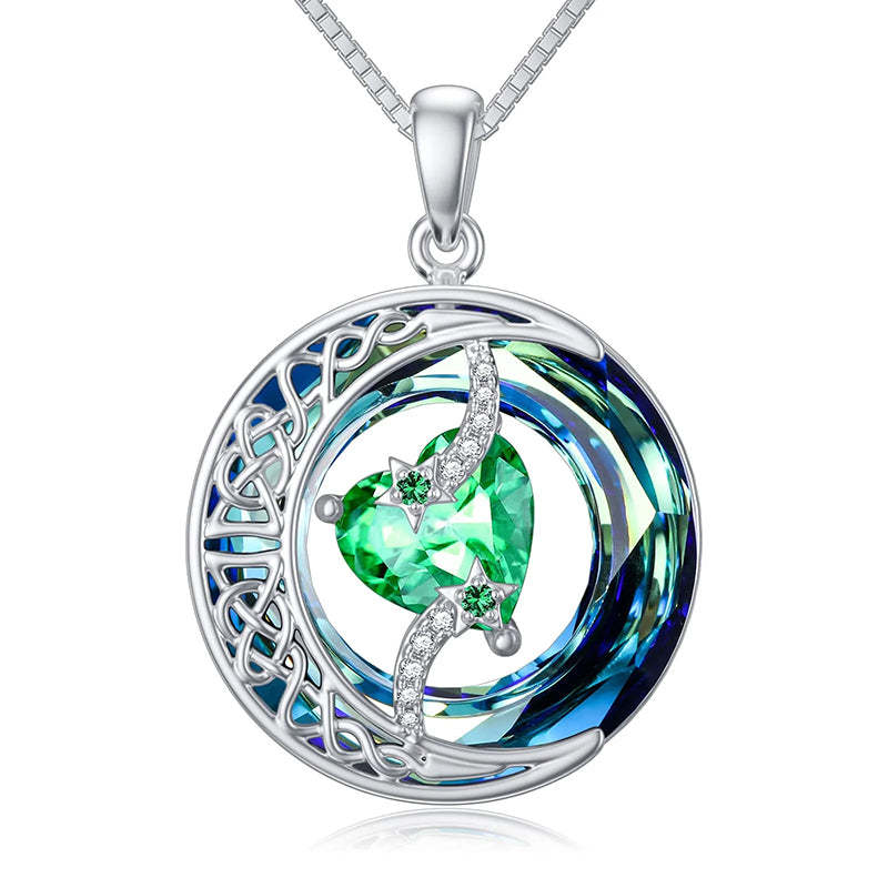 Birthstone Necklace Moon and Star Pendant Moon Jewelry Anniversary Birthday Gifts for Women Mom Wife Her