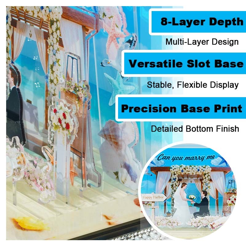 Custom Seaside Wedding Theme Acrylic Stand DIY Miniature Landscape Personalized Beach Wedding Photo Frame