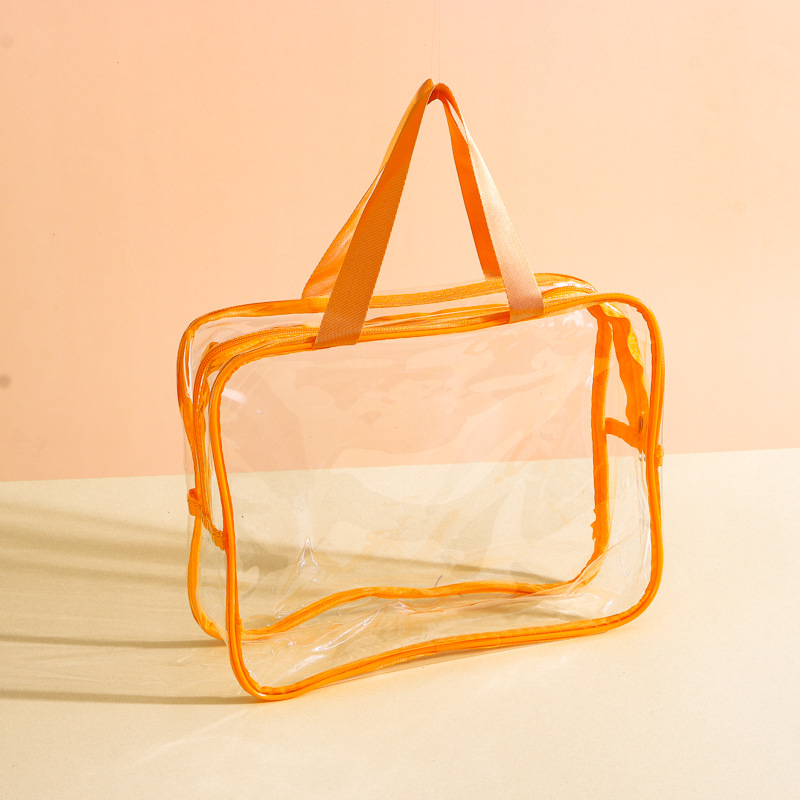 Clear Waterproof PVC Travel Toiletry Bag Beach Storage Tote - Black