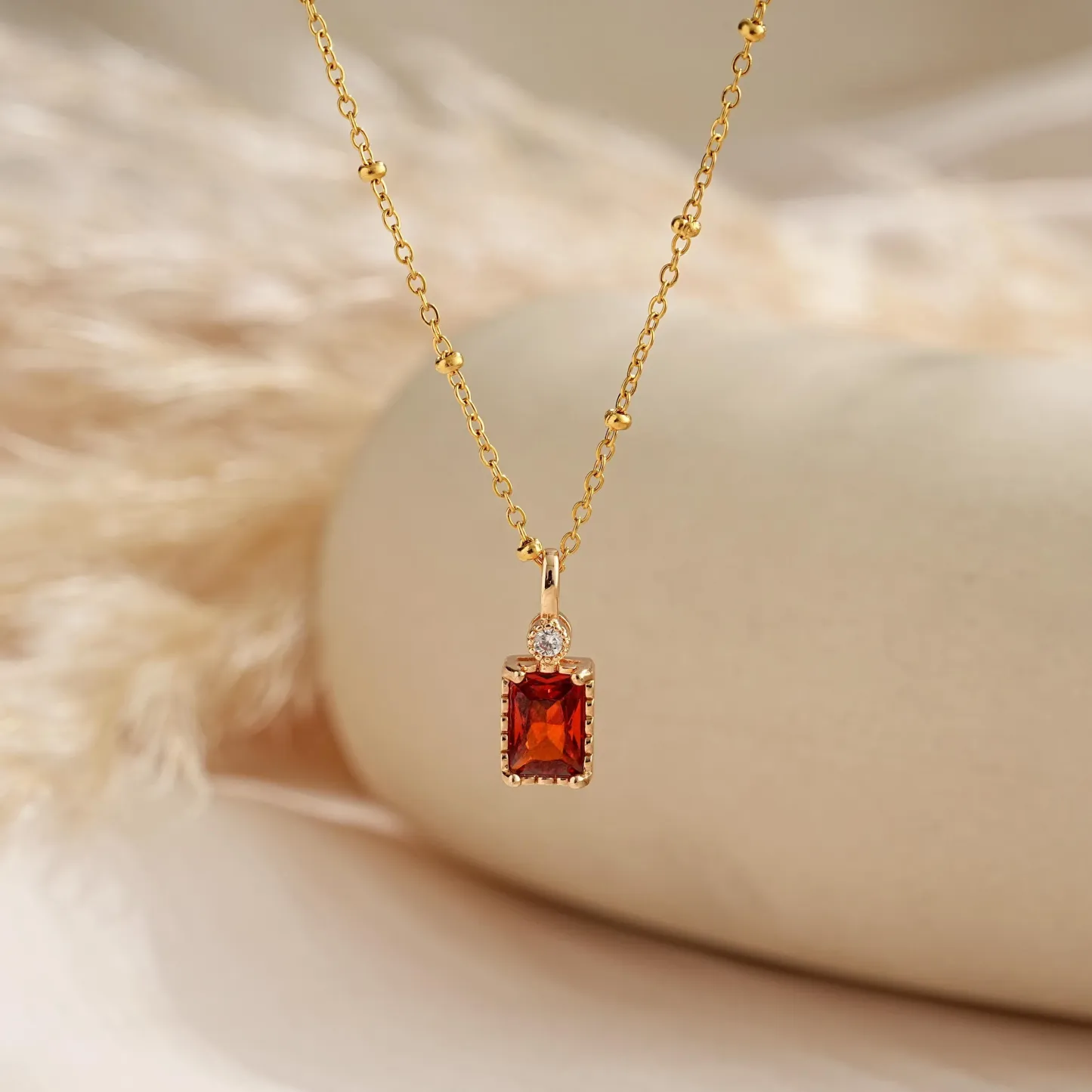 Personalized Birthstone Necklace Custom Rectangular Birthstone Pendant Valentine's Day Gift For Her