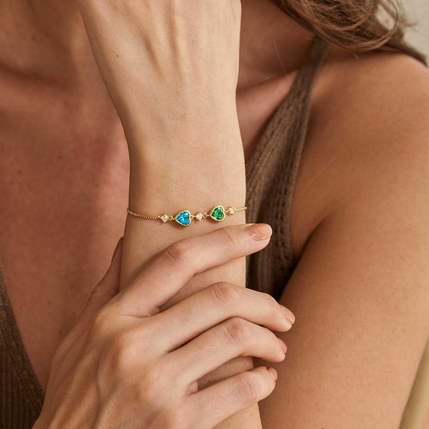 Personalized Multiple Heart Birthstone Necklace Family Birthstone Necklace Dainty Heart Birthstone Jewelry Gift For Her