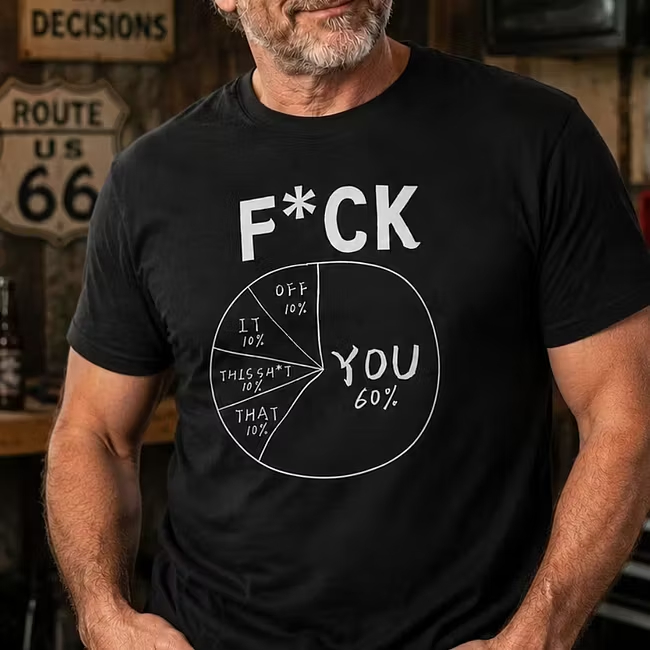 Personalized Pie Chart Graphic T-Shirt Custom  Custom Pie Chart Graphic Short Sleeve T-Shirt Casual Gift for Him