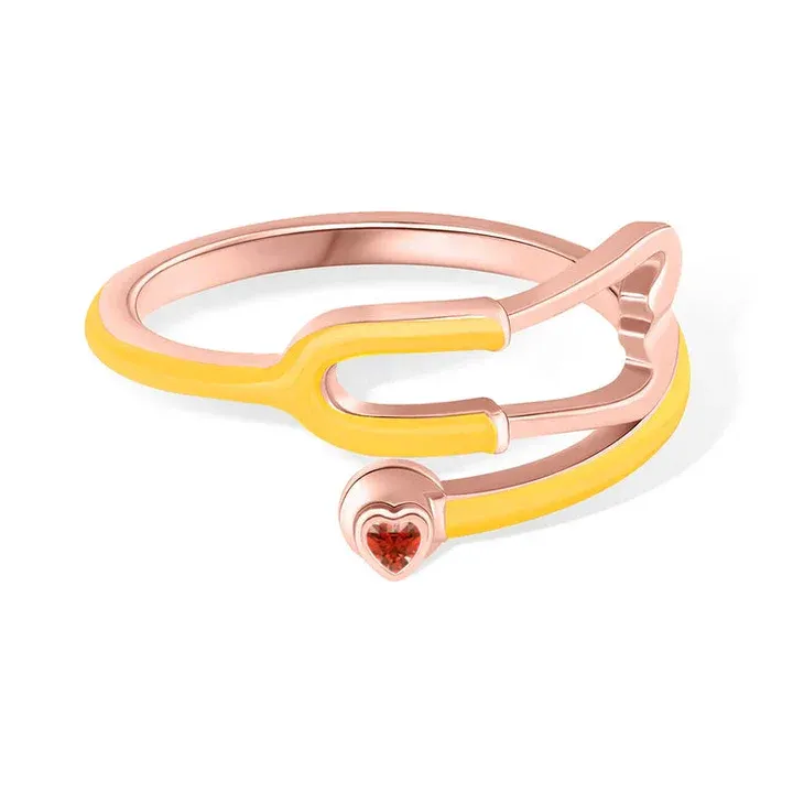 Custom Stethoscope Ring with Birthstone – Meaningful Medical Jewelry for Healthcare Professionals Gift for Nurse, Doctor, or Medical Student