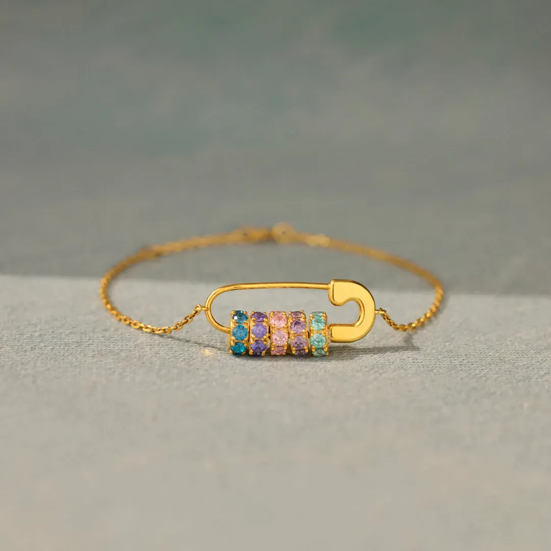 Personalized Paperclip Chain Birthstone Bracelet & Custom Name Jewelry Gift