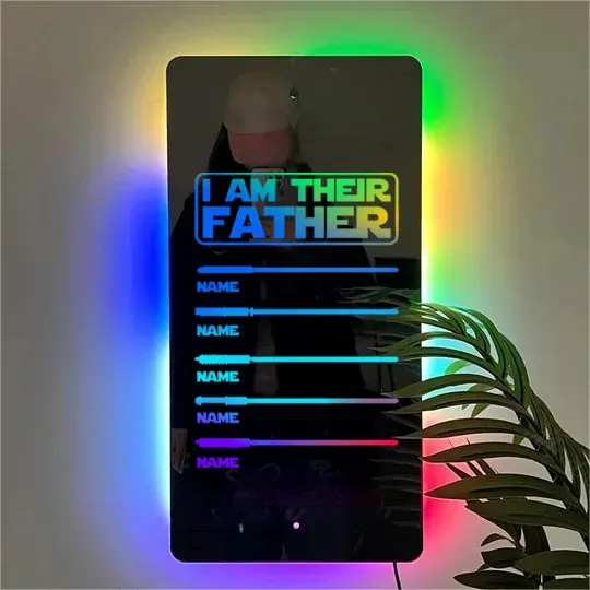 Father's Day Gifts Hot Sale I Am Their Father Lightsaber Mirror Lamp