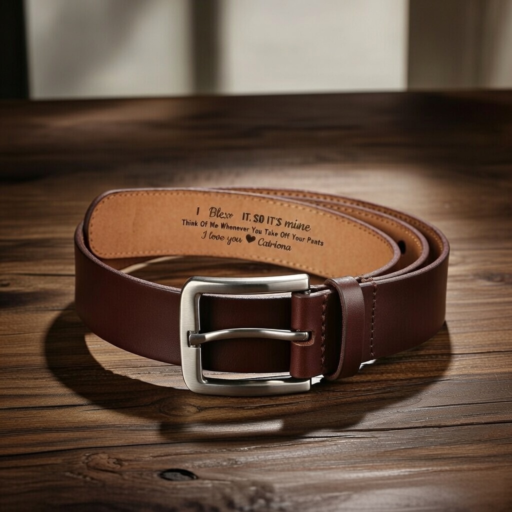 I Sucked It I Licked It So It's Mine Personalized Cowhide Belt Naughty Custom Engraved Cowhide Belt for Men Valentine's Day Gifts