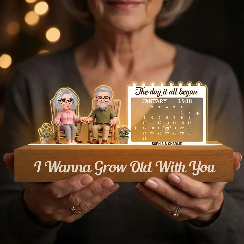 Personalized Couple Rocking Chair LED Night Light Custom Anniversary Date Calendar Acrylic Plaque Romantic Anniversary  Gift Valentine's Day Gifts