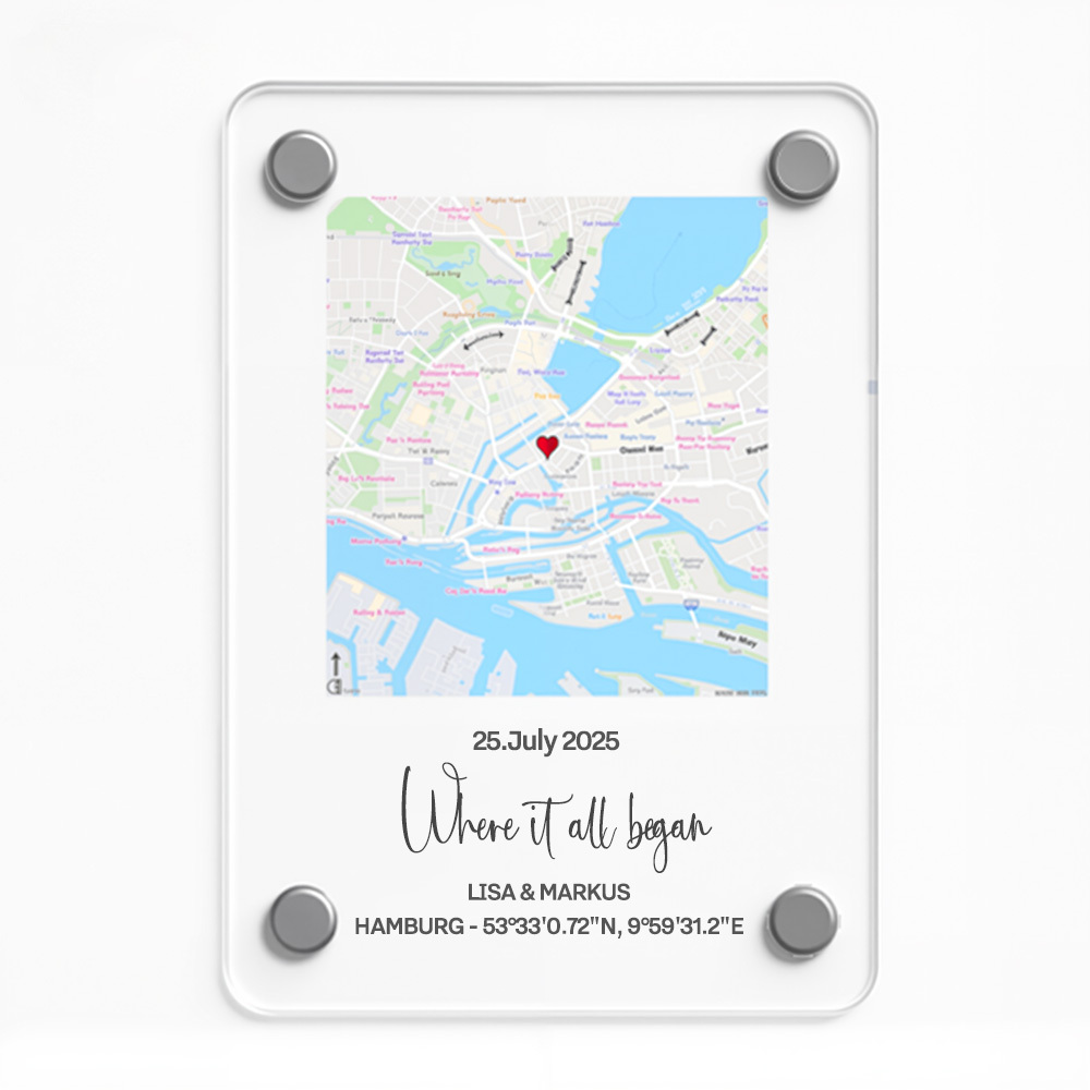 Custom Acrylic Location Magnet for Fridge – Personalized Map Travel Valentine's Day Gift - NameNecklaceAU