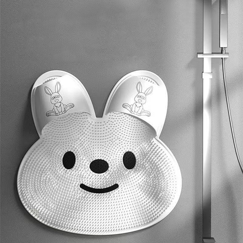 Cute Rabbit Shower Foot Scrubber Mat Silicone Foot Cleaner & Massager with Suction Cups Easy Wall Mount for Drying - NameNecklaceAU