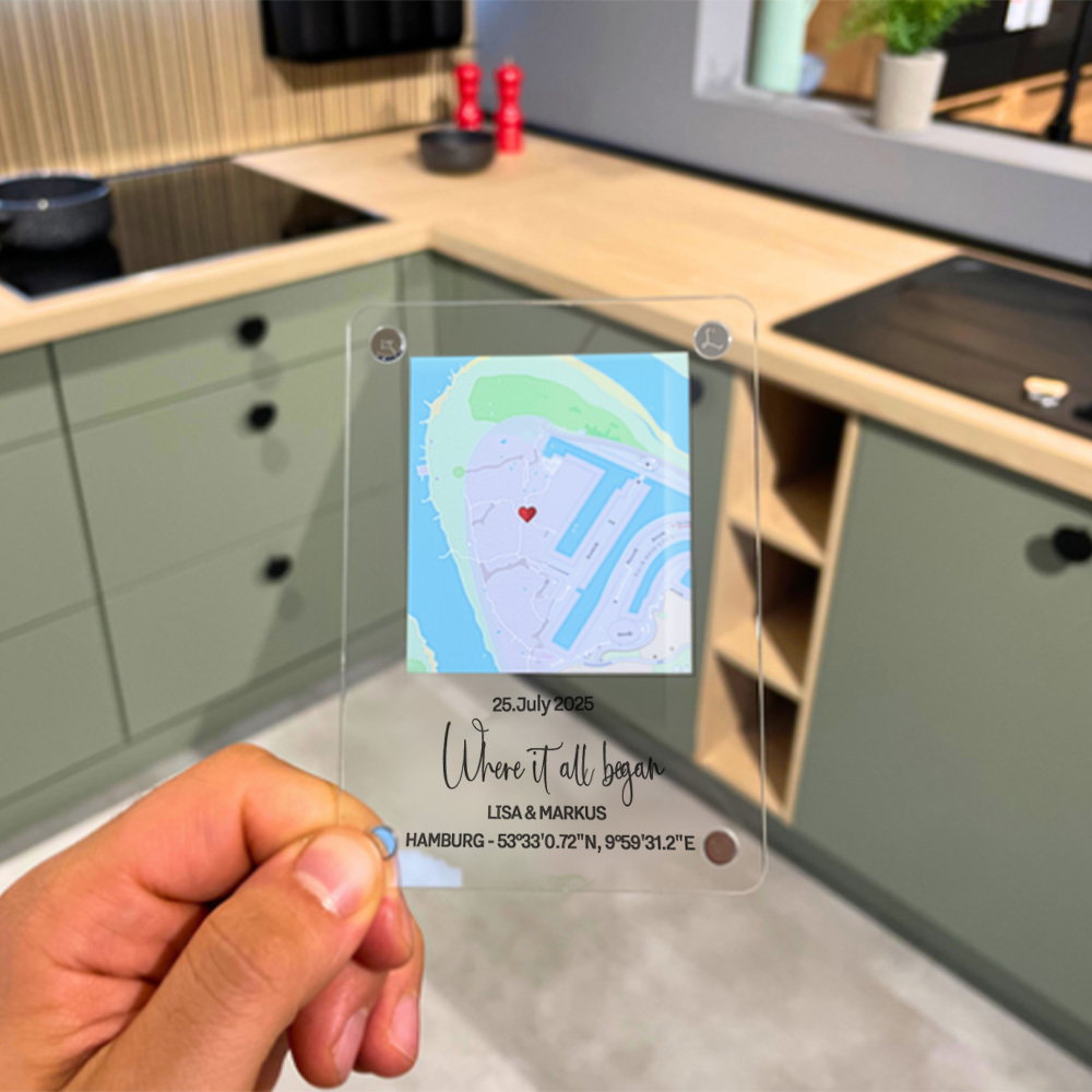 Custom Acrylic Location Magnet for Fridge – Personalized Map Travel Valentine's Day Gift - NameNecklaceAU