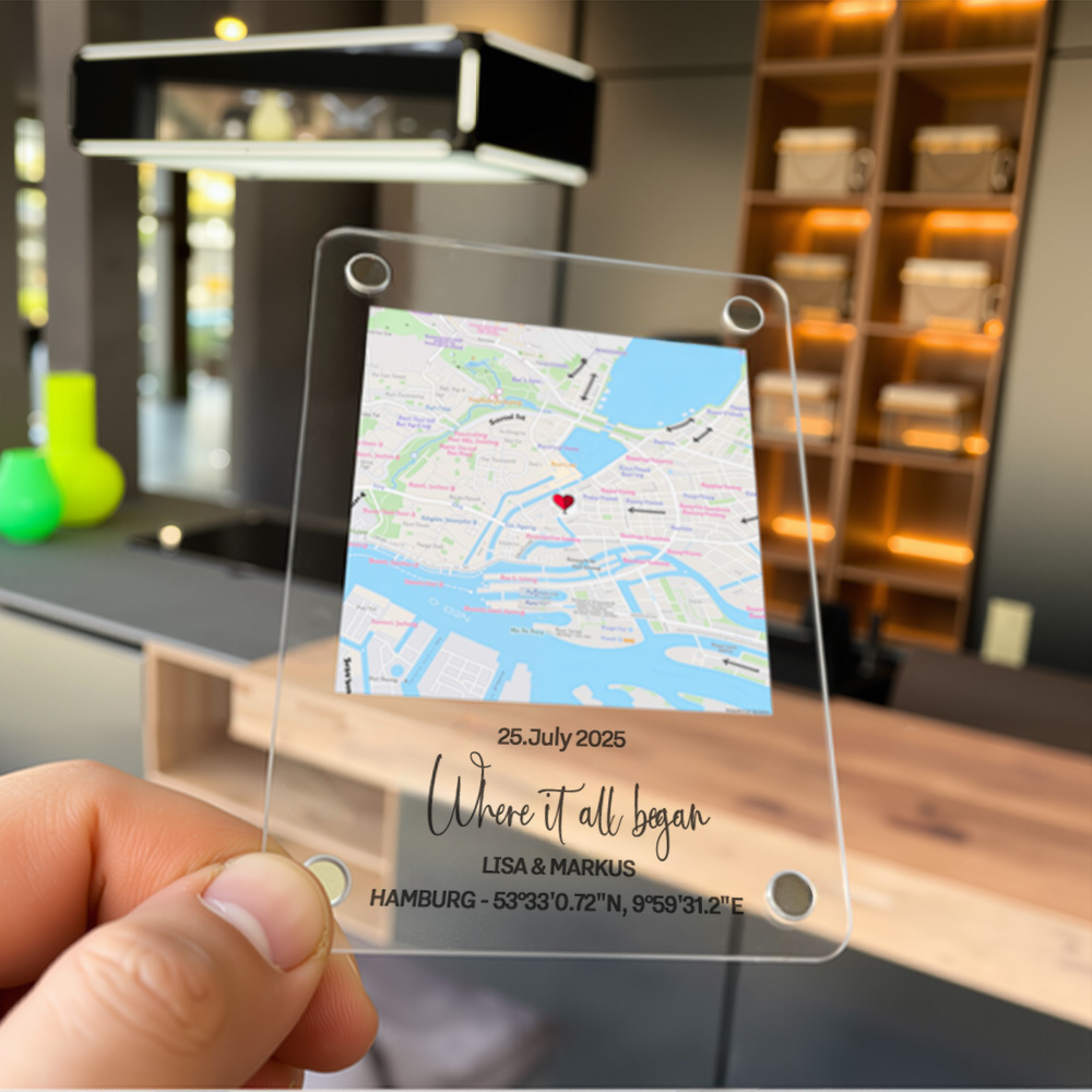 Custom Acrylic Location Magnet for Fridge – Personalized Map Travel Valentine's Day Gift - NameNecklaceAU