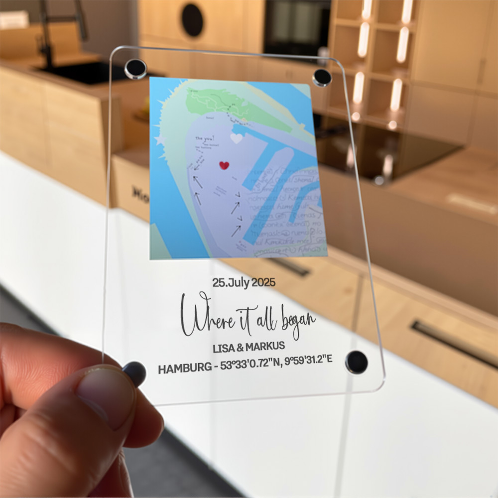 Custom Acrylic Location Magnet for Fridge – Personalized Map Travel Valentine's Day Gift - NameNecklaceAU