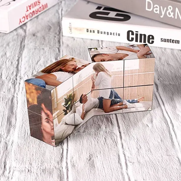 Personalized Photo Infinity Multiphoto Cube Magic Folding Photo Cube Custom Photo Infinity Cube Father's Day Gift for Dad - NameNecklaceAU
