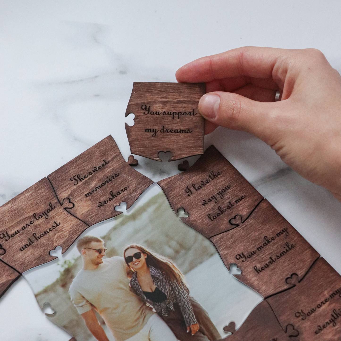 Personalised Wooden Jigsaw Puzzle 12 Reasons Why I Love You Customised Picture Wood Puzzle with 12 Reasons Love Message Valentine's Day Gift - NameNecklaceAU