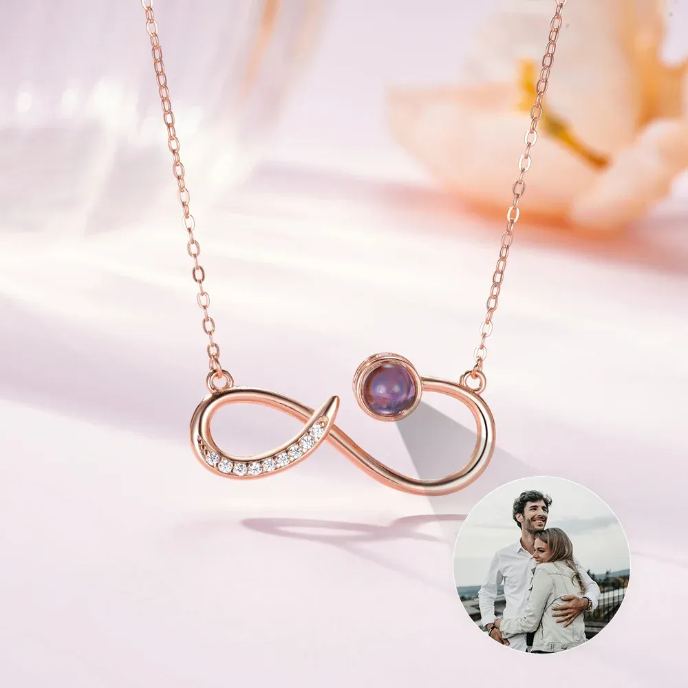 Custom Projection Necklace with Dazzling Zircon – Personalized Photo Hidden Photo Keepsake Jewelry Gift for He - NameNecklaceAU