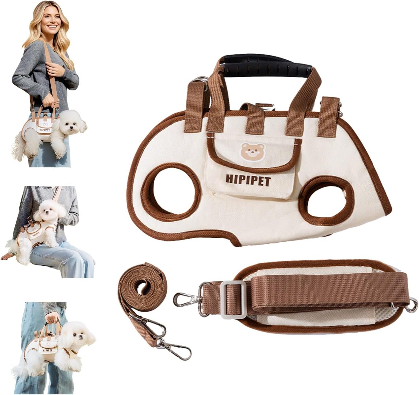 Pet Carrier for Small Dogs Adjustable Shoulder Handbag Pet Traction Pack Portable Breathable Crossbody Backpack - NameNecklaceAU